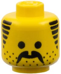 LEGO part Minifigure, Head Moustache, Stubble and Sideburns Black Pattern - Solid Stud 3626apb07