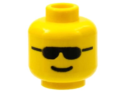LEGO onderdeel Minifigure, Head Glasses with Black Sunglasses and Standard Grin Pattern (3626p04)