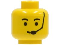 LEGO onderdeel Minifigure, Head Male Eyebrows and Headset Pattern 3626p06