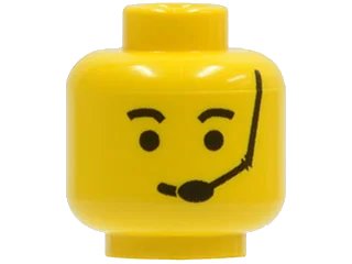 LEGO onderdeel Minifigure, Head Male Eyebrows and Headset Pattern (3626p06)