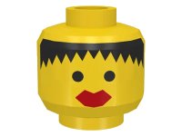 LEGO onderdeel Minifigure, Head Female Black Hair Messy, Thick Red Lips Pattern 3626p40