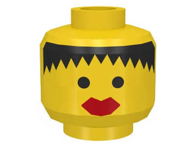 LEGO onderdeel Minifigure, Head Female Black Hair Messy, Thick Red Lips Pattern (3626p40)