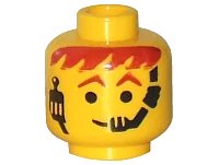 LEGO onderdeel Minifigure, Head Male Headset Over Smile, Red-Brown Hair & Eyebrows Pattern (3626p69)
