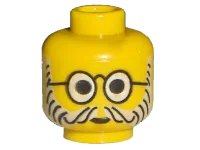 LEGO onderdeel Minifigure, Head Glasses with Round Glasses, Gray Lines Beard and Moustache Pattern (3626pa1)