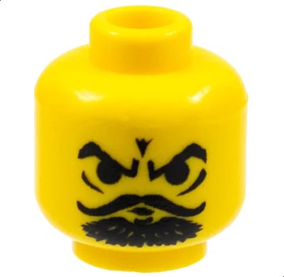 LEGO onderdeel Minifigure, Head Black Eyebrows, Curly Moustache, Goatee, Furrowed Brow, Angry Pattern (3626pa4)