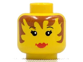 LEGO onderdeel Minifigure, Head Female Black Thin Eyebrows, Eyelashes, Brown Hair, Red Lips, Neutral Pattern (3626pa6)