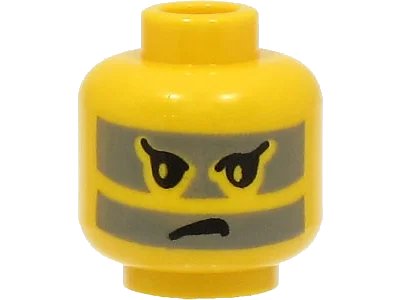 LEGO onderdeel Minifigure, Head Black Eyebrows, Dark Gray Face Paint Stripes, Angry Frown Pattern (3626pac)