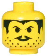 LEGO onderdeel Minifigure, Head Moustache Thin, Stubble and Sideburns Pattern 3626pb0012