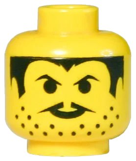 LEGO onderdeel Minifigure, Head Moustache Thin, Stubble and Sideburns Pattern (3626pb0012)