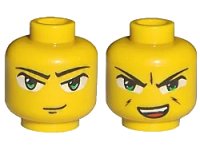 LEGO onderdeel Minifigure, Head Dual Sided Exo-Force Green Eyes with Smirk / Open Mouth Angry Pattern (Ha-Ya-To) 3626pb0017