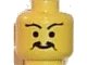 LEGO part Minifigure, Head Moustache Curly and Split, Long Wavy Eyebrows Pattern 3626pb0020