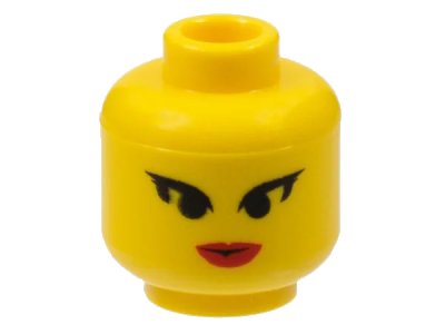 LEGO onderdeel Minifigure, Head Female Black Pointed Eyelashes, Red Lips Pattern (3626pb0021)