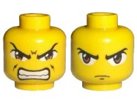 LEGO onderdeel Minifigure, Head Dual Sided Exo-Force Brown Eyes, Scowl with Mouth Closed / Bared Teeth Pattern (Ryo Gate Guard) 3626pb0026