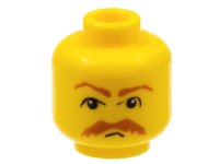 LEGO part Minifigure, Head Moustache HP Brown Bushy Moustache and Eyebrows Pattern 3626pb0041