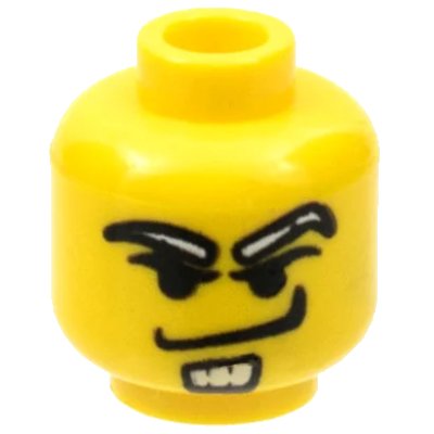 LEGO onderdeel Minifigure, Head White Long Eyebrows and Soul Patch, Upper Eyelids, Smirk Pattern (3626pb0046)