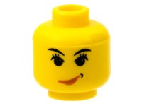 LEGO onderdeel Minifigure, Head Female with Pink Lips Smirk, Furrowed Eyes Pattern (Sky) 3626pb0051