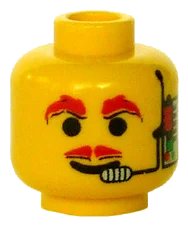 LEGO part Minifigure, Head Moustache Red, Headset, Red Eyebrows Pattern 3626pb0057