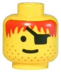LEGO onderdeel Minifigure, Head Male Eye Patch, Stubble, Red-Brown Hair Pattern 3626pb0082