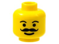 LEGO part Minifigure, Head Moustache Curly and Full, Plain Eyebrows Pattern 3626pb0083