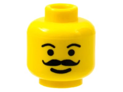 LEGO onderdeel Minifigure, Head Moustache Curly and Full, Plain Eyebrows Pattern (3626pb0083)