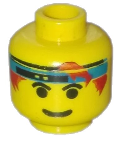 LEGO onderdeel Minifigure, Head Male Headband Blue with Eyebrows Pattern (3626pb0100)