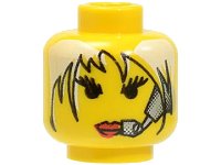 LEGO onderdeel Minifigure, Head Female with Red Lips, White Hair and Headset Pattern 3626pb0106