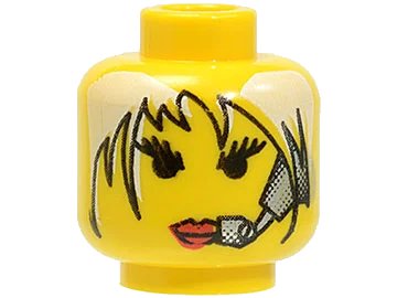 LEGO onderdeel Minifigure, Head Female with Red Lips, White Hair and Headset Pattern (3626pb0106)