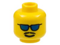 LEGO onderdeel Minifigure, Head Glasses with Blue Sunglasses and Moustache Pattern 3626pb0110