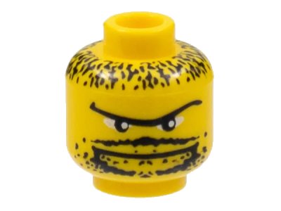 LEGO onderdeel Minifigure, Head Moustache Thin, Goatee, Long Eyebrow, Stubble Pattern (3626pb0112)