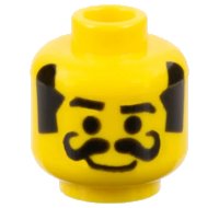 LEGO part Minifigure, Head Moustache Curly Thick, Thick Sideburns, Smile Pattern 3626pb0118