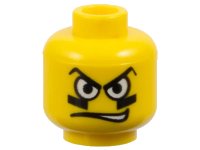 LEGO part Minifigure, Head Male White Eyes, Black Eyegrease, Wavy Mouth Pattern 3626pb0163