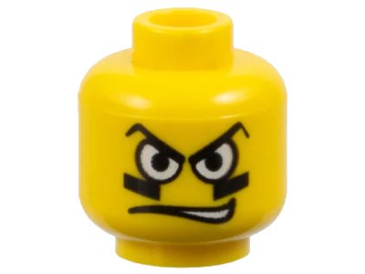 LEGO onderdeel Minifigure, Head Male White Eyes, Black Eyegrease, Wavy Mouth Pattern (3626pb0163)