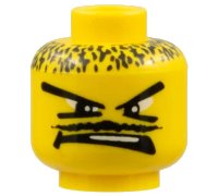 LEGO part Minifigure, Head Moustache Thin, V Brow Eyes Pattern 3626pb0164