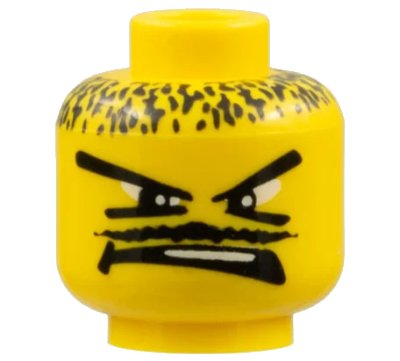 LEGO onderdeel Minifigure, Head Moustache Thin, V Brow Eyes Pattern (3626pb0164)