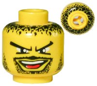 LEGO part Minifigure, Head Moustache Open Mouth, Goatee, V Brow Eyes, Black Hair, Stubble Pattern 3626pb0165