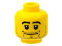 LEGO part Minifigure, Head Beard Stubble, Black Eyebrows, Wide Mouth, White Pupils Patternd 3626pb0173