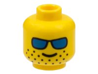 LEGO onderdeel Minifigure, Head Glasses with Blue Sunglasses and Wide-Spaced Stubble Pattern 3626pb0176