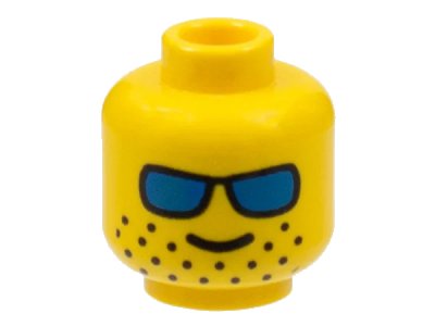 LEGO onderdeel Minifigure, Head Glasses with Blue Sunglasses and Wide-Spaced Stubble Pattern (3626pb0176)