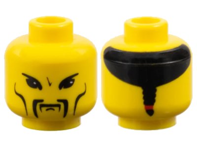 LEGO onderdeel Minifigure, Head Moustache Fu Manchu, Cheek Bones Pattern (Emperor Chang Wu) (3626pb0182)