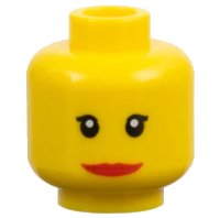 LEGO part Minifigure, Head Female with Red Lips, Wide Smile, Small Eyelashes Pattern 3626pb0190