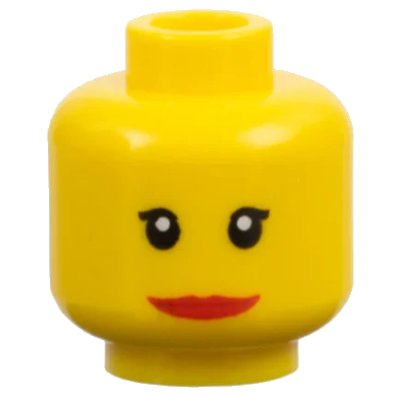 LEGO onderdeel Minifigure, Head Female with Red Lips, Wide Smile, Small Eyelashes Pattern (3626pb0190)