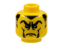 LEGO part Minifigure, Head Male Sideburns with White Stripes, Frown and Facial Hair, White Pupils Pattern (Vladek) 3626pb0219