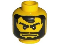 LEGO part Minifigure, Head Beard Black Full, Long Mouth, Thick Eyebrows, White Pupils Pattern (Santis) 3626pb0220