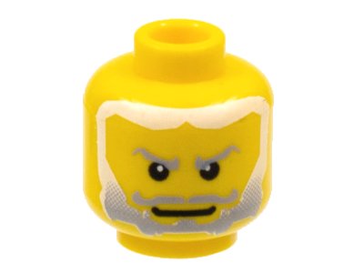 LEGO onderdeel Minifigure, Head Beard Gray Fading to White Hair, White Pupils Pattern (King Mathias) (3626pb0222)