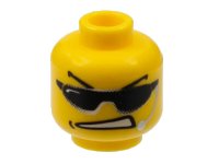 LEGO part Minifigure, Head Glasses with Sunglasses, Arched Eyebrows, Open Mouth, and Headset Pattern 3626pb0231