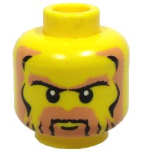 LEGO part Minifigure, Head Black and Nougat Beard, Sideburns, Bushy Eyebrows, White Pupils, Stern Pattern 3626pb0236