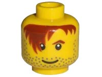 LEGO onderdeel Minifigure, Head Male Red-Brown Hair over Eye, One Eyebrow, Stubble, White Pupils Pattern 3626pb0266