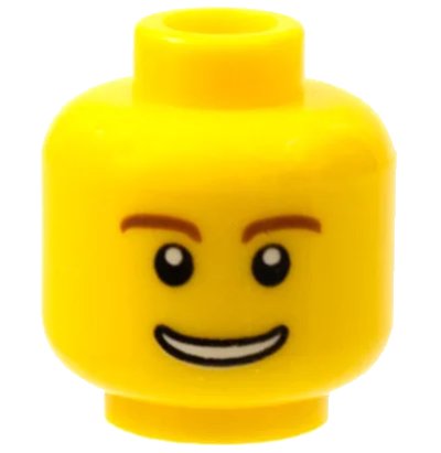 LEGO onderdeel Minifigure, Head Reddish Brown Eyebrows, Thin Grin with Teeth, Black Eyes with White Pupils Pattern (3626pb0273)