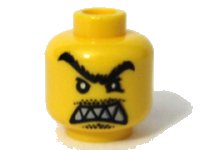 LEGO part Minifigure, Head Male Angry Black Unibrow, Moustache, Pointed Teeth Pattern 3626pb0294