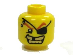 LEGO onderdeel Minifigure, Head Male Eye Patch, Gold Teeth, Missing Tooth Pattern (3626pb0301)